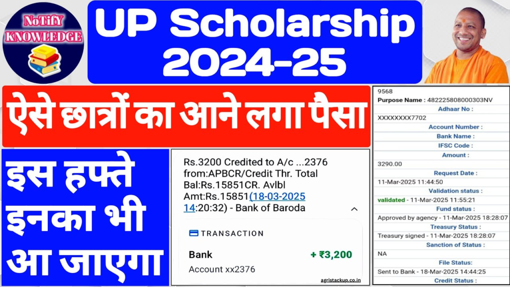 यूपी स्कॉलरशिप का पैसा आ गया जल्दी इस डायरेक्ट लिंक से कर ले चेक,up scholarship status 2025